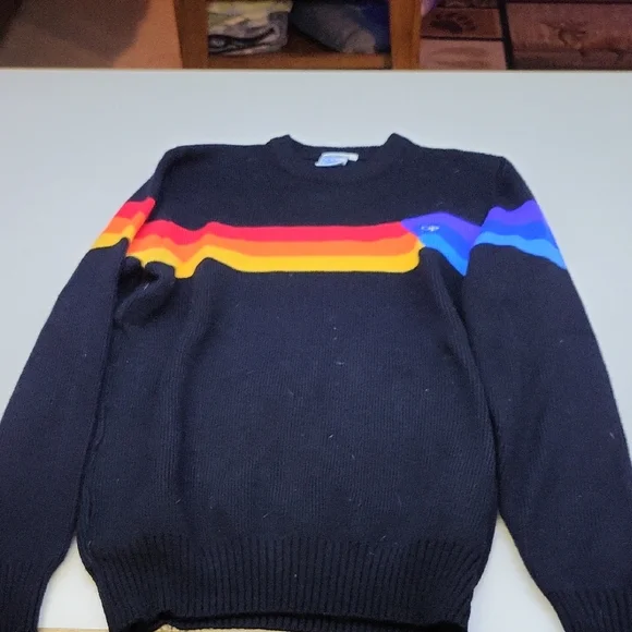 OP Black Sweater with Multicolor Stripe - Picture 3 of 6